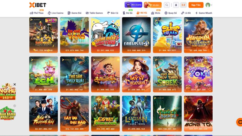 Các trò chơi phải thử tại nổ hũ Xibet