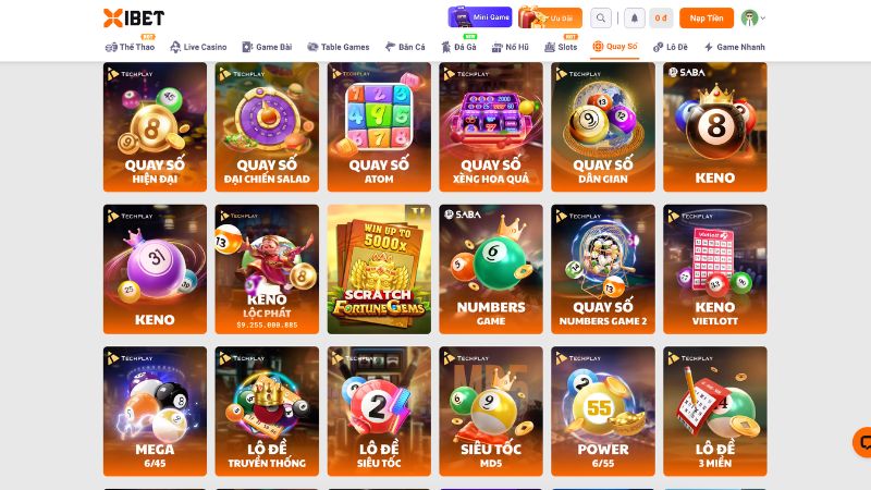 Các trò chơi xổ số online nổi bật nhất tại XIBET