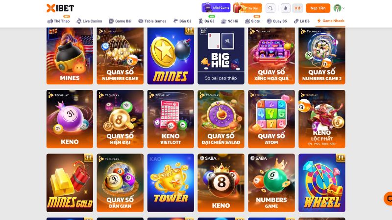 Danh mục game nhanh Xibet đáng chơi nhất 