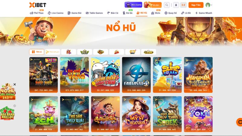 Thông tin nổi bật về sảnh nổ hũ Xibet