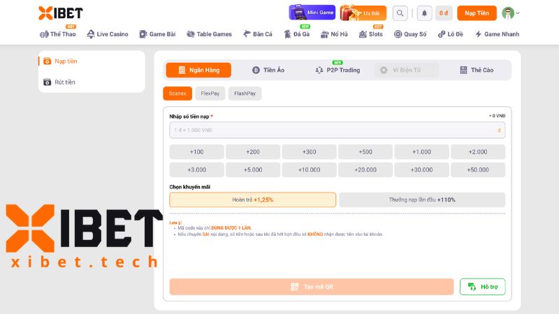 Lựa chọn phương thức nạp tiền Xibet đang hỗ trợ 
